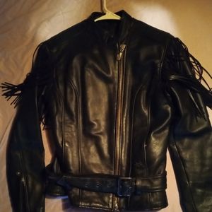 Women's black leather jacket